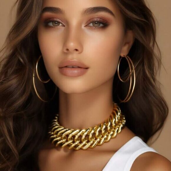 Jewelry - 18K Gold Filled Chunky Rope Choker Necklace